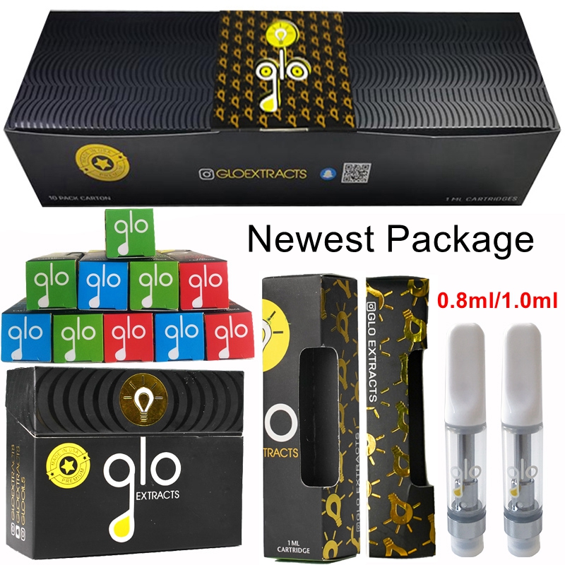 

GLO Extracts Vape Cartridges Packaging 0.8ml 1ml Empty Vape Pen 1 Gram Carts 510 Thread Thick Oil Glass Tanks Ecigs Vaporizer Box