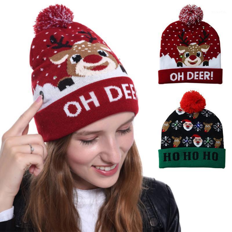 

LED Christmas Knit Cap Tree Hat Light Up Knitted Hat for Children Adult Ugly Christmas Sweater Beanie New Year 20201