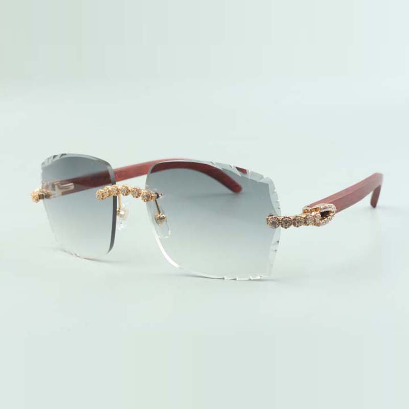 

2022 Bouquet Diamond Sunglasses 3524014 with Natural original wooden glasses and cut Lens 3.0 Thickness