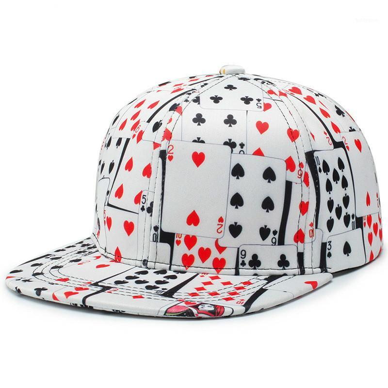

Win or Lose Hip Hop Flat Bill Snapback Printed Poker Baseball Cap 6 Panel Curved Visor White Black Two Design1