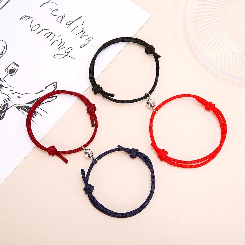 

Minimalist Paired Bracelet For Lovers Adjustable Lucky Red Braslet Rope Long Distance Magnet Couple Braclet Christmas Present