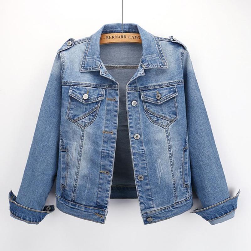 

Jeans Jacket Short Denim Jakcets Casual Ripped Jeans Coat Long Sleeve 2XL Outwear Jacket Coat, Blue