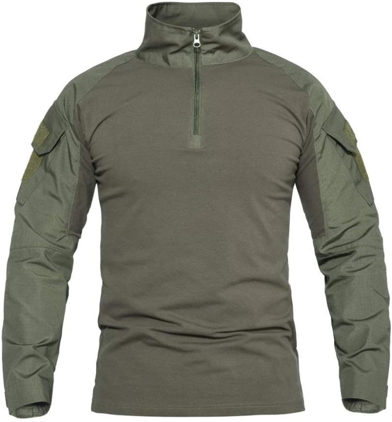 

PAVEHAWK Men Army Tactical Oversized Hiking T-Shirt SWAT Combat Long Sleeve Camouflage Paintball T Shirt 3XL, Hei mang