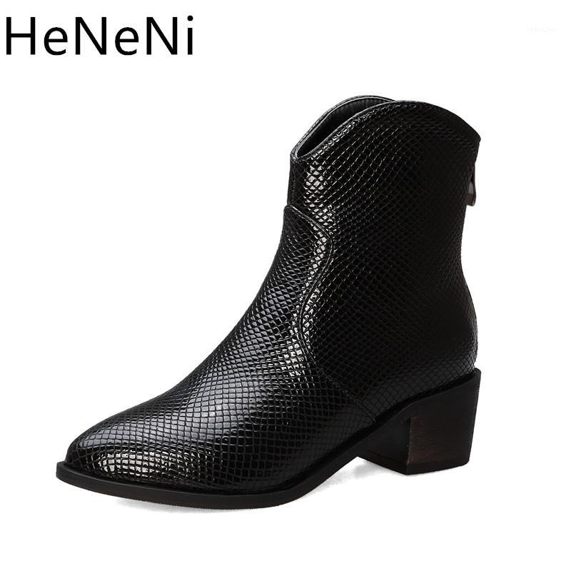 

Fashion Snake Print Pu Women Ankle Boots Zip Pointed Toe Footwear Thick High Heels Female Boot Party Shoes Women 2020 New Winter1, Gray