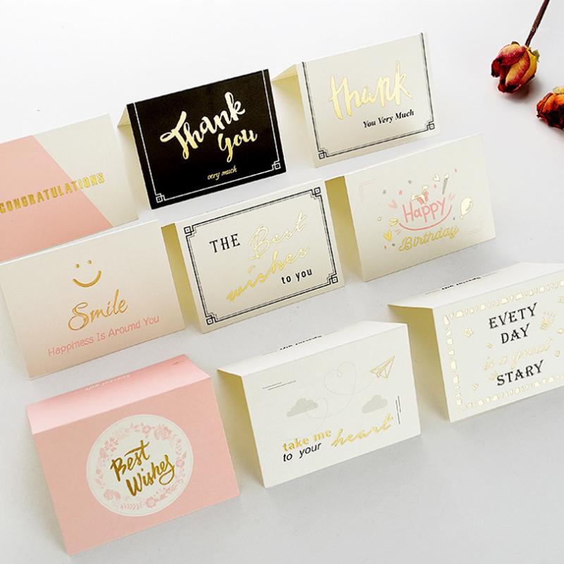 

10pcs birthday Party wedding baptism Baby Shower thank you card Festival blessing Bronzing small card envelope for greeting1