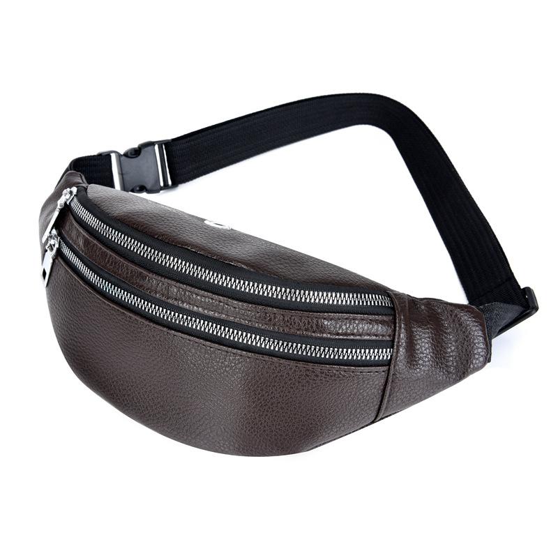 

New Casual Waist Bag Men's and Women's Fashion Messenger Chest Bag Men Pu Waist Bags Sports Fanny Pack Anti-theft Purse Pocket, Black