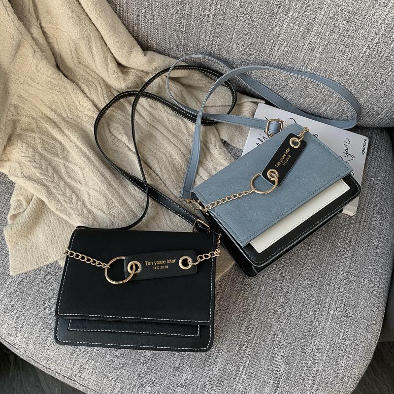 

Fashion Women PU Leather Messenger Bags Crossbody Chain Bag and Handbags With Metal Chain fashion Small package, Black