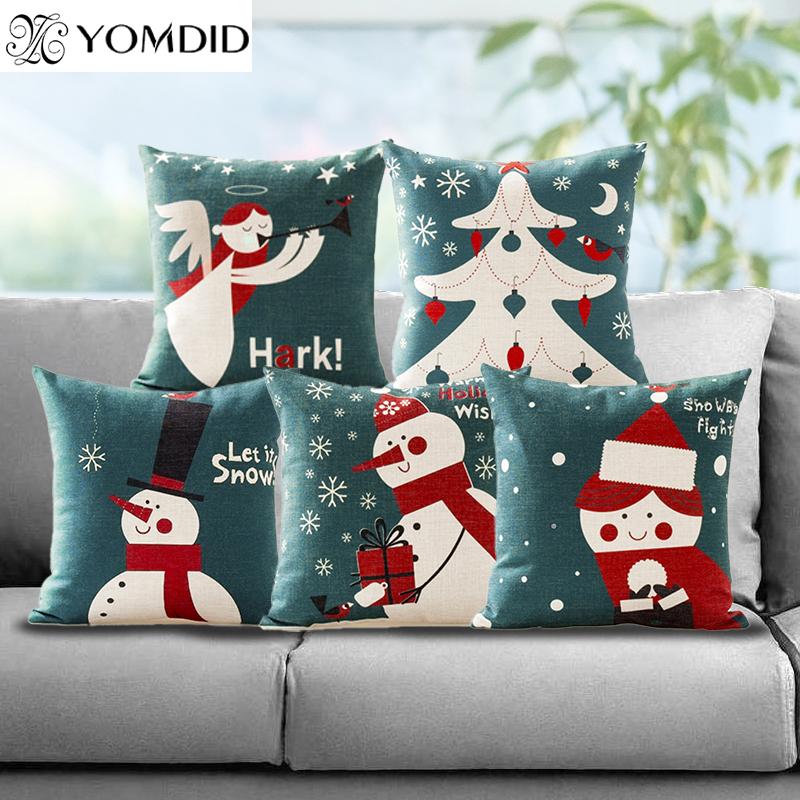

Xmas Style Cushion Cover Merry Christmas Santa Claus Cushion CoverS snowman Socks Home Decorative Pillows Cover Pillowcase