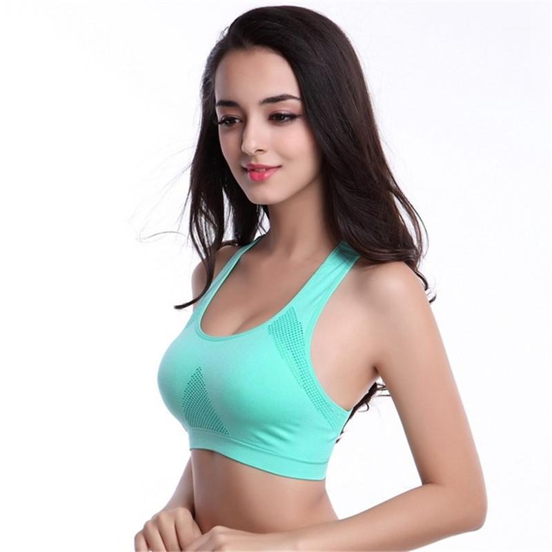 

ESHINES Seamless Sports Bra For Women Fitness Yoga Bra High Impact Racerback Sport Top Padded Push Up Gym Active Wear1, Black