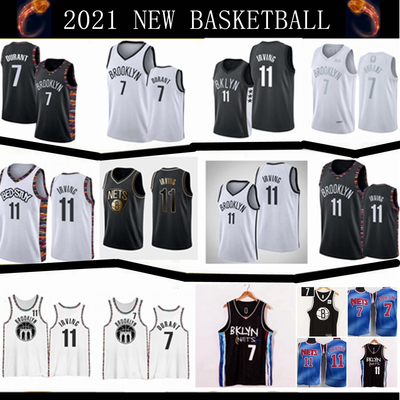 

basketball jerseys Men Brooklyn Nets Kevin Durant Kyrie Irving embroider , the court;Swingmen sew jersey, Black;red
