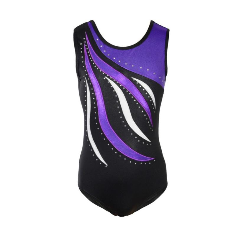 

Girl One-Piece Sleeveless Ballet Athletic Dance Dress Leotards Gymnastics Acrobatics Kids Dancing Clothes, Purple