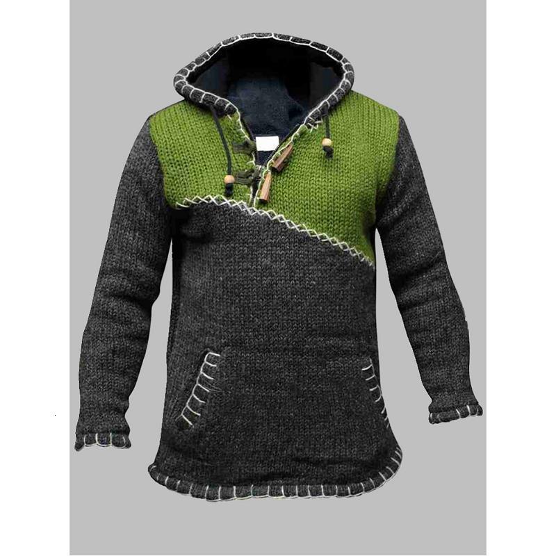 

2021 New Explosions Men's Fashion Contrast Stitching Long Sleeve Hooded Sweater Jacket Rep2, Yellow