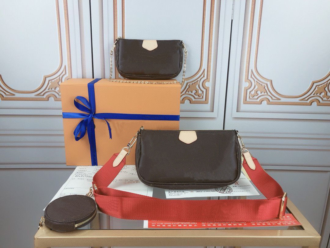 

luxurys designers bags handbags purses Women favorite pochette 3pcs accessories crossbody bag vintag shoulder bags leather, Color 5