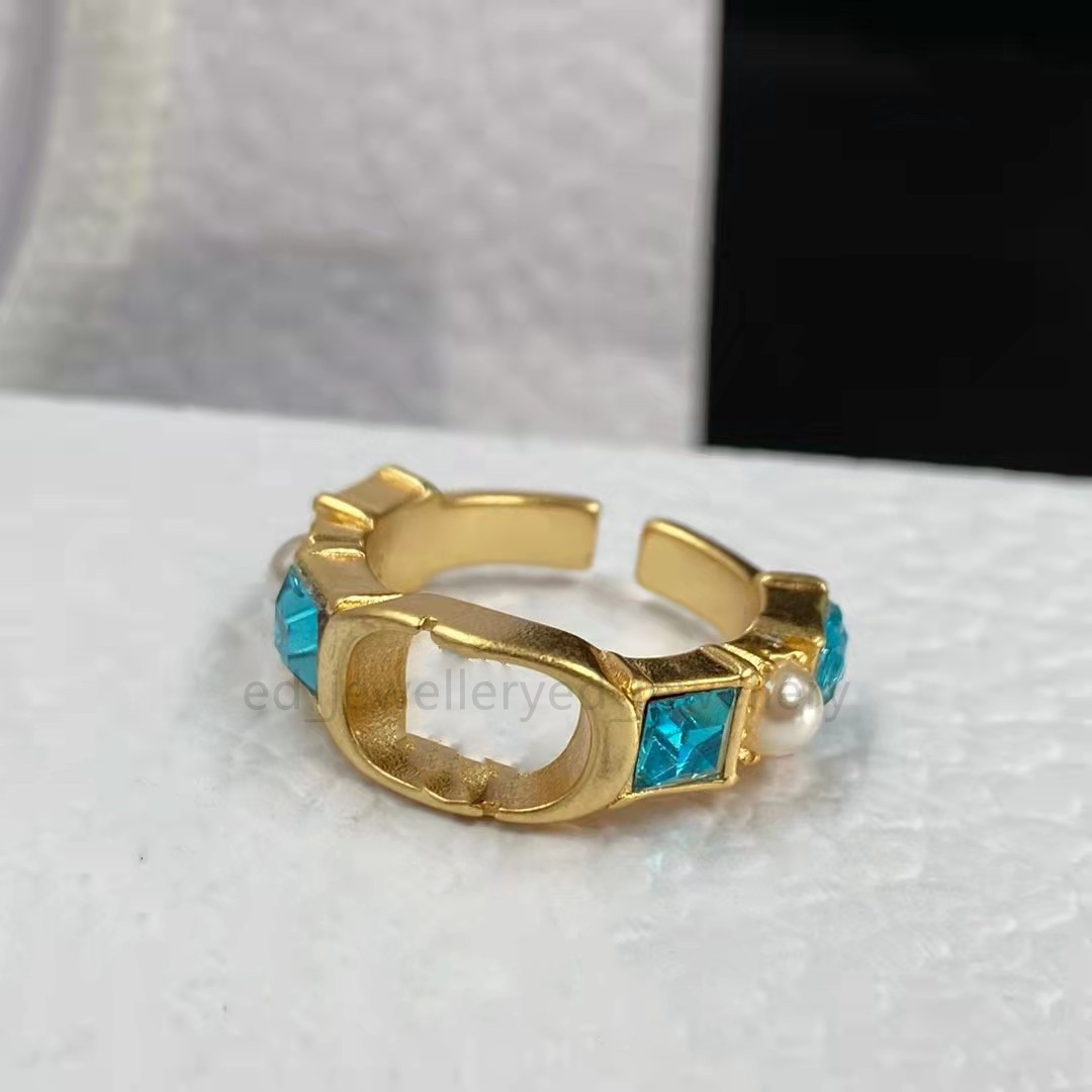 

2022 brand designer colorful gem ring classic luxury design jewelry women's titanium gold colorfast letter MIDI ring Alex ani