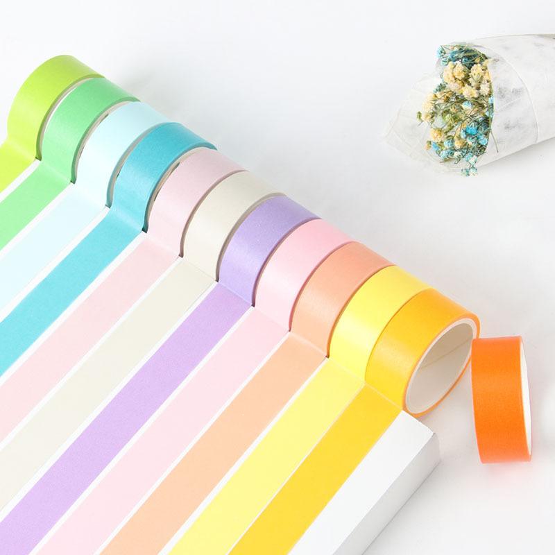 

Fashion Rainbow Solid Color Washi Tape 12 pure Colors Adhesive Masking Tape DIY Scrapbooking Stationery Decor
