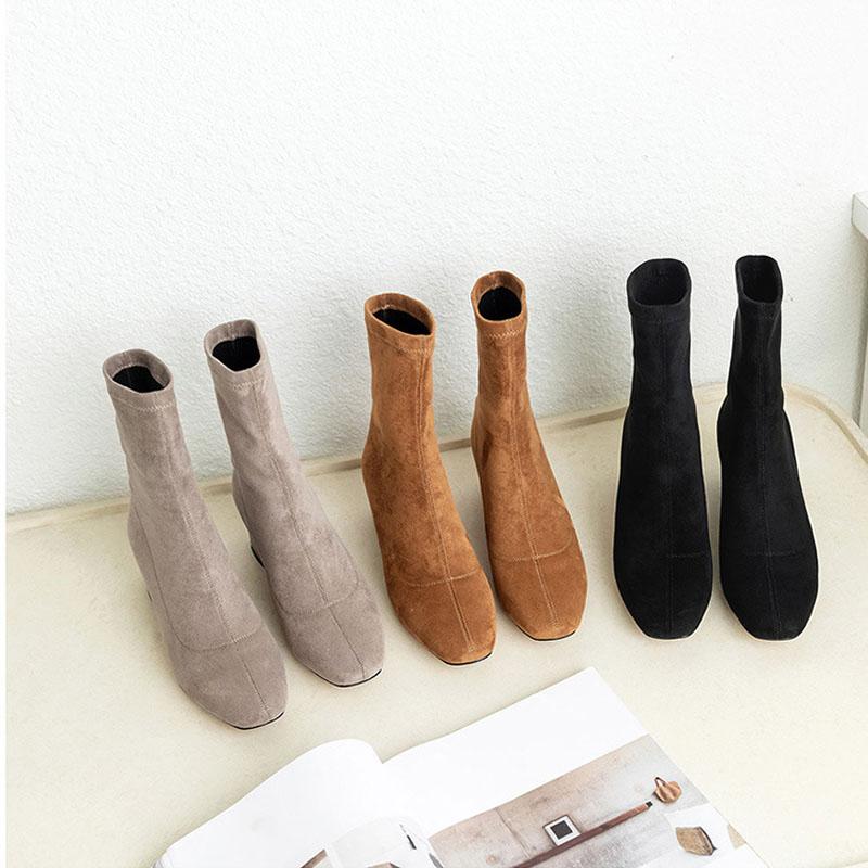 

Women's Boots Women Snow Motorcycle Leisure Shoes Elastic, Khaki