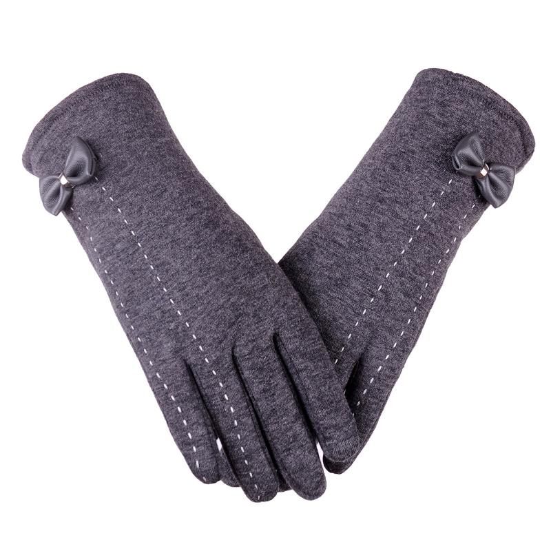 

Autumn Winter Gloves Women Fleece Warm All Fingers Mittens Soild Bow Wrist Glove Plus Velvet Women's Winter Mittens Handschoenen