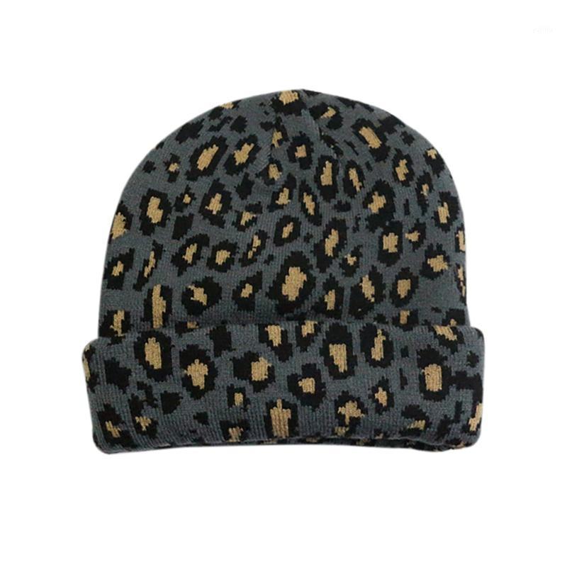

Fashion Casual Hat Caps Autumn Winter All-match Wool Hats Leopard Warm Knit Retro Beanies Cappello Donna Hot1