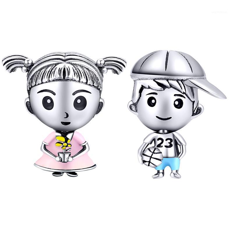 

100% authentic 925 sterling silver enamel girl charm fit bracelet boy beads fashion jewelry making birthday gift1
