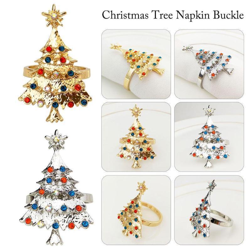 

1pcs Christmas Tree Pattern Wedding Napkin Rings Table Decorations For Home Family Gatherings Everyday Use Napkin Buckle Holder1