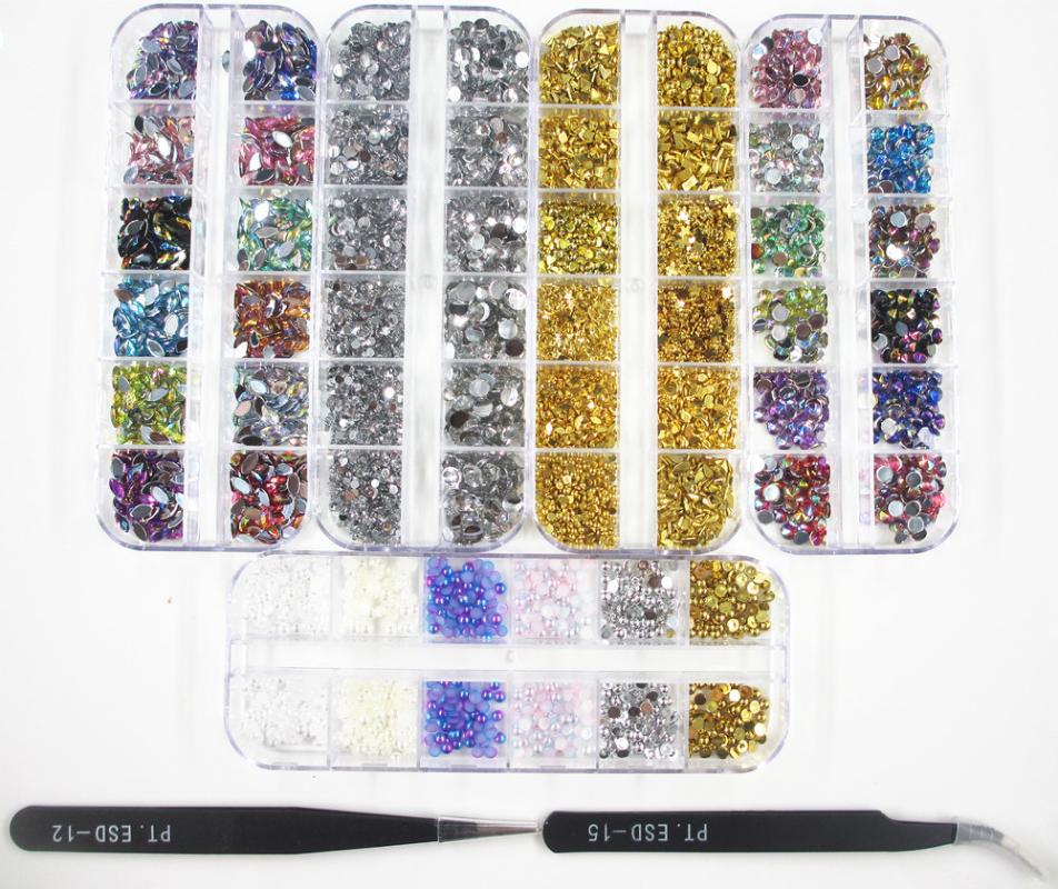 

12 Color Crystal Nail Rhinestone Acrylic Nail Stone Flat Back Shiny Tips 3D Manicure Art Deco Accessories Manicure