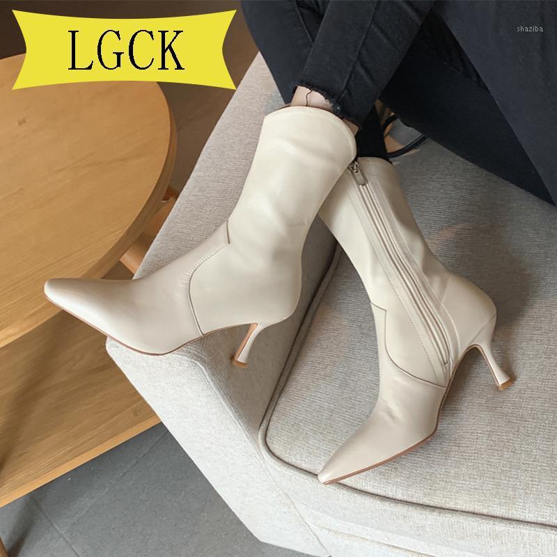 

Plus Size 34-40 Women Ankle Boots Beige High Heels Sock Boots Pointed Toe Thin Heels Zipper Lady Autumn Winter Party Shoes1, Yellow