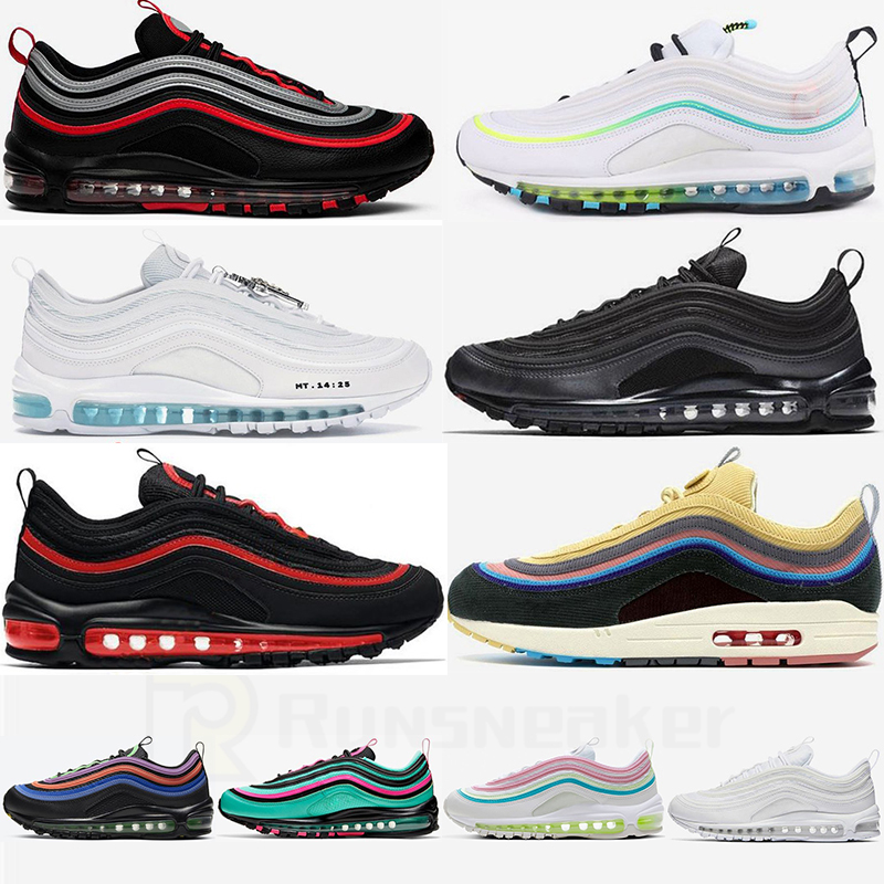 

97 Black Bullet Aurora Green Mens Women Running Shoes Reflective Bred Triple White Sean Wotherspoon Blue Neon Sports Sneakers Runner Trainers