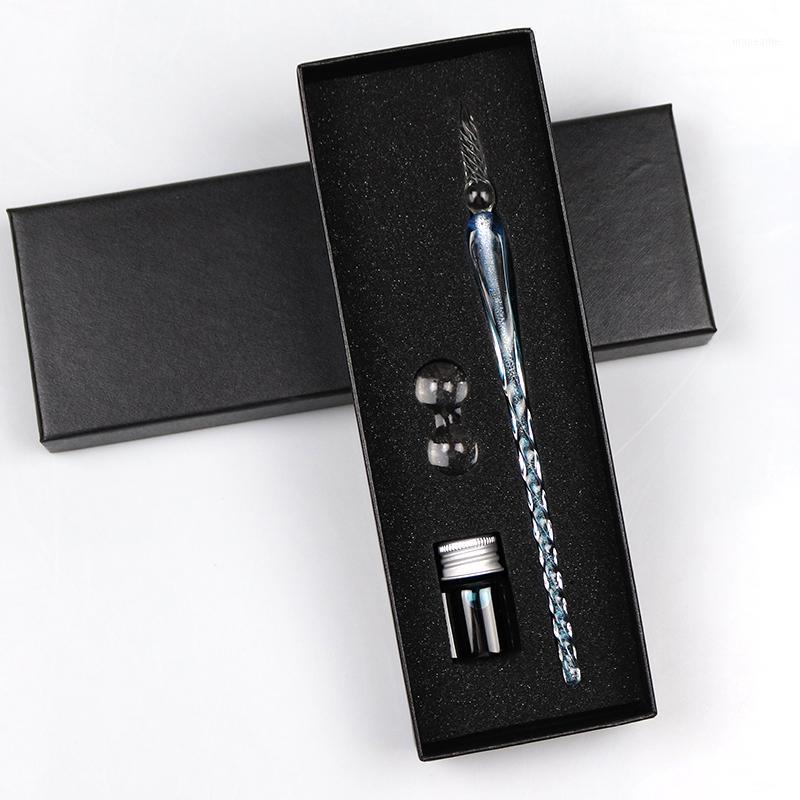 

Creative Handmade Multifunction Glass Dip Pens Mermaid/Flower Pattern Transparent Crystal Glass Signature Ink Fountain Pen Gift1