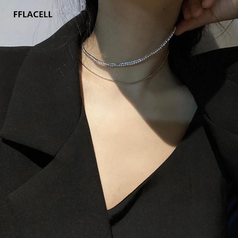 

2020 New Trendy Simple Multi-Layer Snake Bone Rhinestone Clavicle Chain Choker Necklace For Women Holiday Jewelry