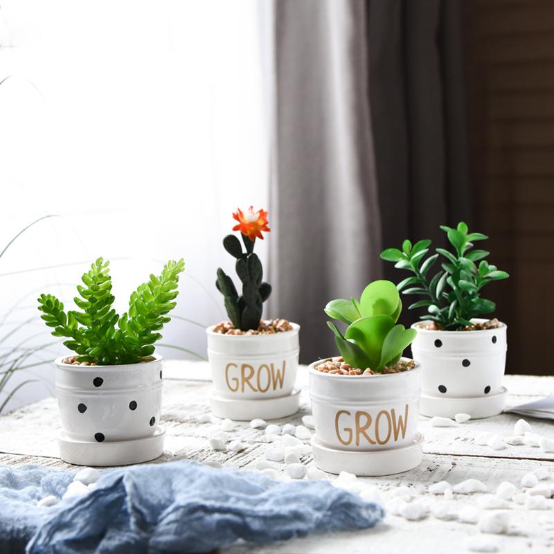 

Europe Tabletop Artificial Potted set With letters Ceramic vase Artificia Indoor greenery succulents plants Home decoration, 005 14x7x8cm