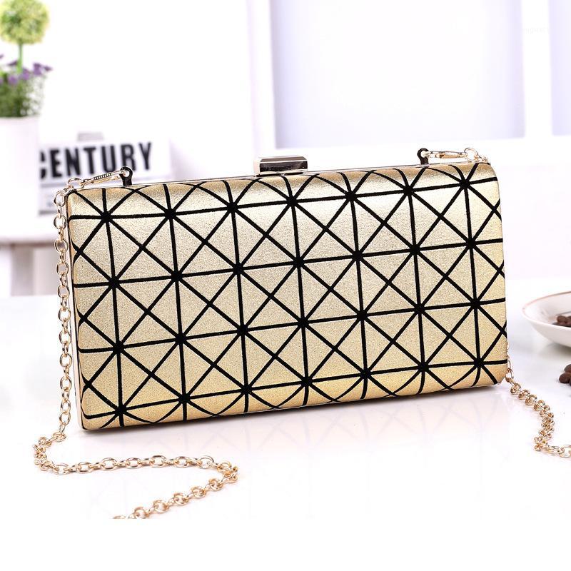 

2020 new women's dinner bag European and American diagonal female bag banquet fashion chain prismatic box1, Blue