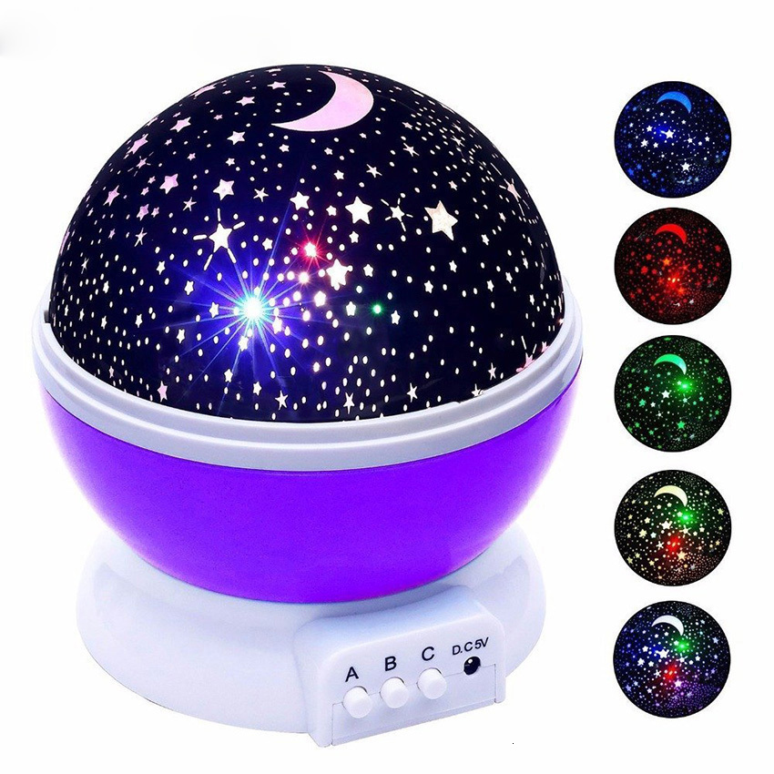 

2021 New Sky Led Battery Usb Starry Moon Stars Projector 360 Degree Rotation Table Night Light for Children J7fc