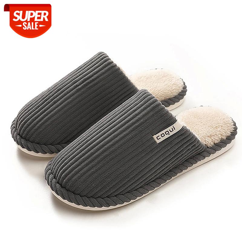 

Fur Slippers Woman Stripe Warm Women's Slippers for Home Soft Sole Indoor Non Slip Comfy Shoes Female #wN6a, Beige