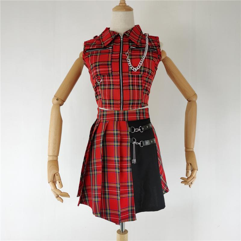 

Women's Skirts Korean Style High Waist Plus Size Harajuku A-line Pleated Plaid Mini Woman Skirts Plaid Skirt Mujer Faldas, 22064sy