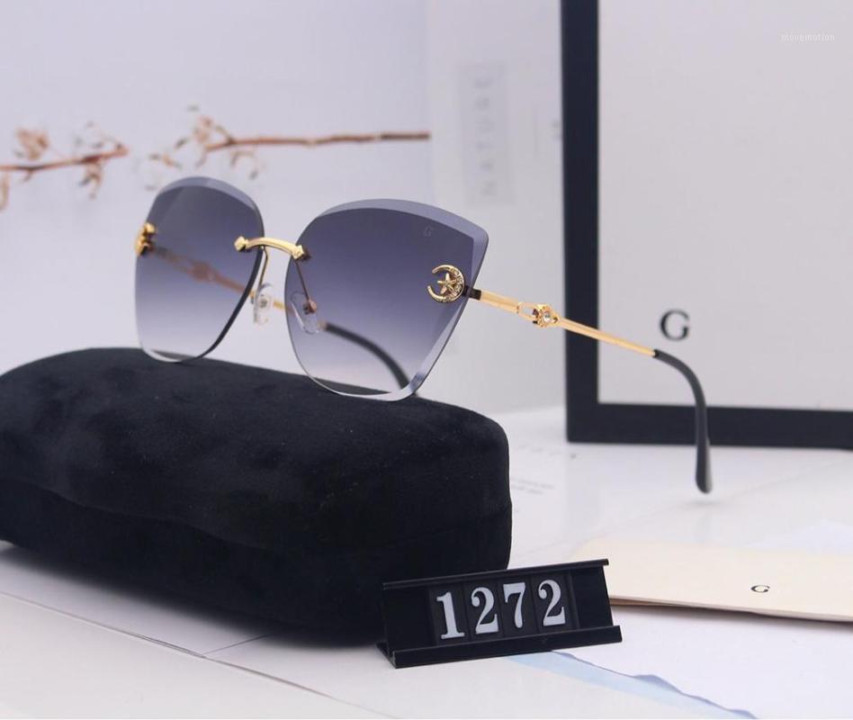 

New sunglasses brand designer polygon style new rimless sunglasses in spring and summer women's European and American1