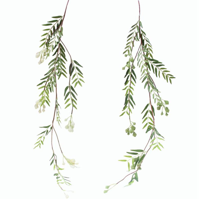 

Green artificial willows plant leaf DIY wedding road ceiling flower vine fake willow rattan home garden Christmas decor wisteria, A1