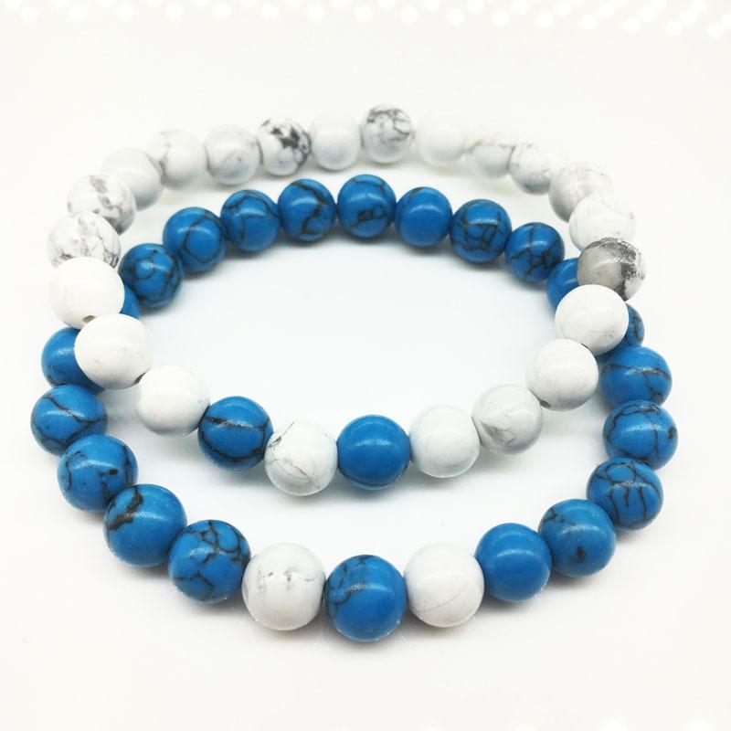 

2 pcs Lover Bracelets Men Natural Stone Beads Jewelry Stretch Energy Yoga Gift