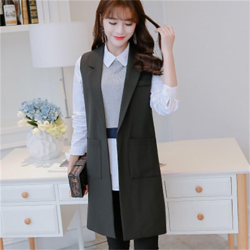 

Women Fashion elegant office lady pocket coat sleeveless vests jacket outwear casual brand Waist Coat colete feminino
