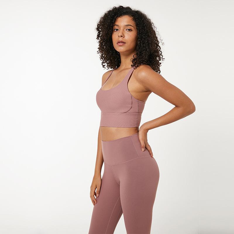 

sports bra Threaded yoga sports underwear women's high-strength shockproof beauty back, Black (smaller size)