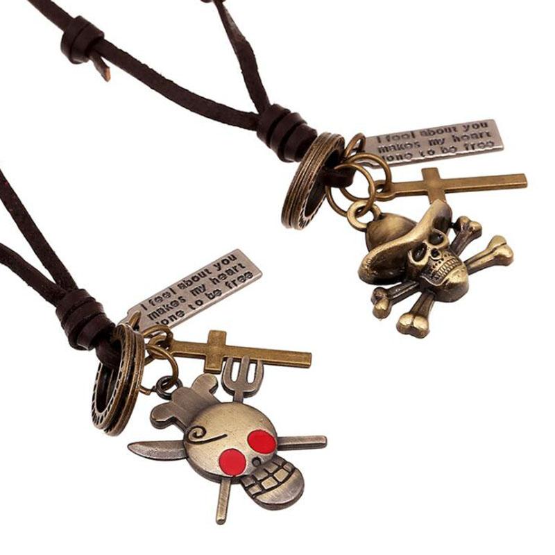 

one piece Punk skull Viking necklace Punk handmade pendant gift for men women keyring fashion jewelry Creative necklaces
