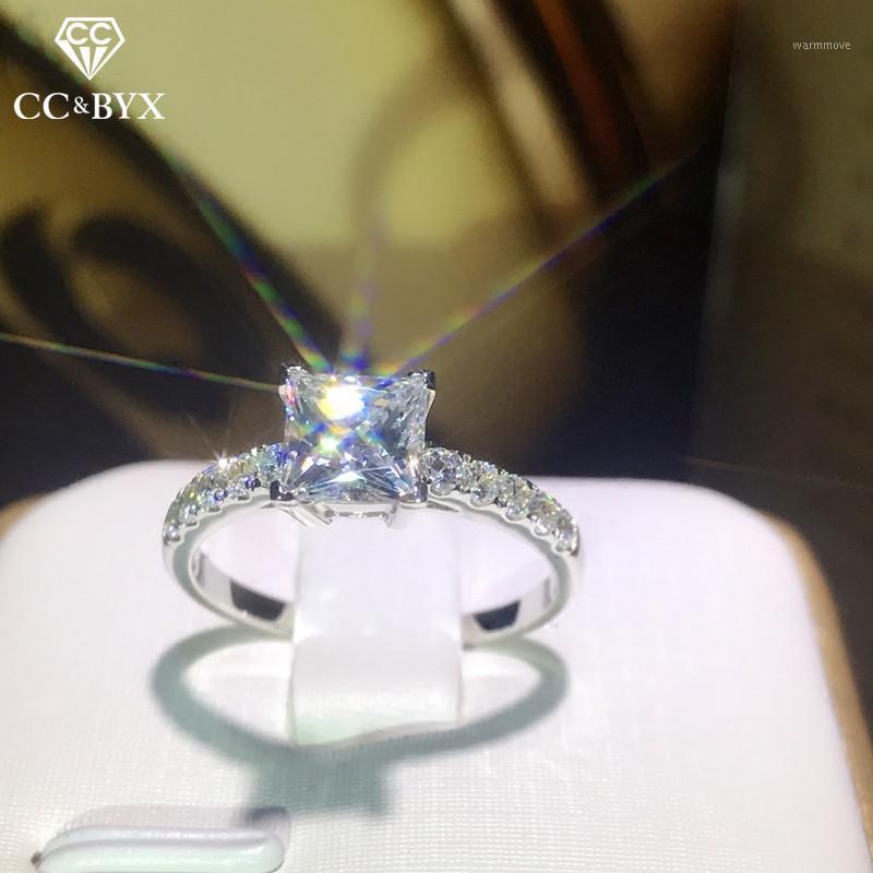 

Women Rings 925 Silver Cubic Zirconia Square Stone Wedding Engagement Bridal Bijoux Simple Ladies Jewelry Drop Shipping 6311