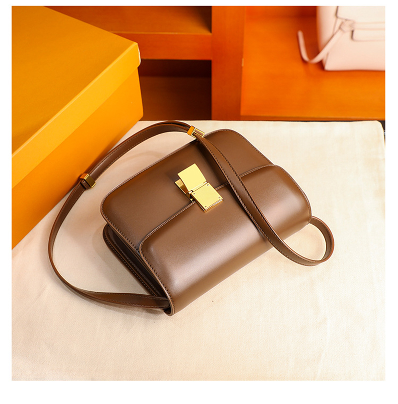 

hbp factory genuine leather women bag luxury handbag brand fashion simple black crossbody tofu bag for women brown model 05