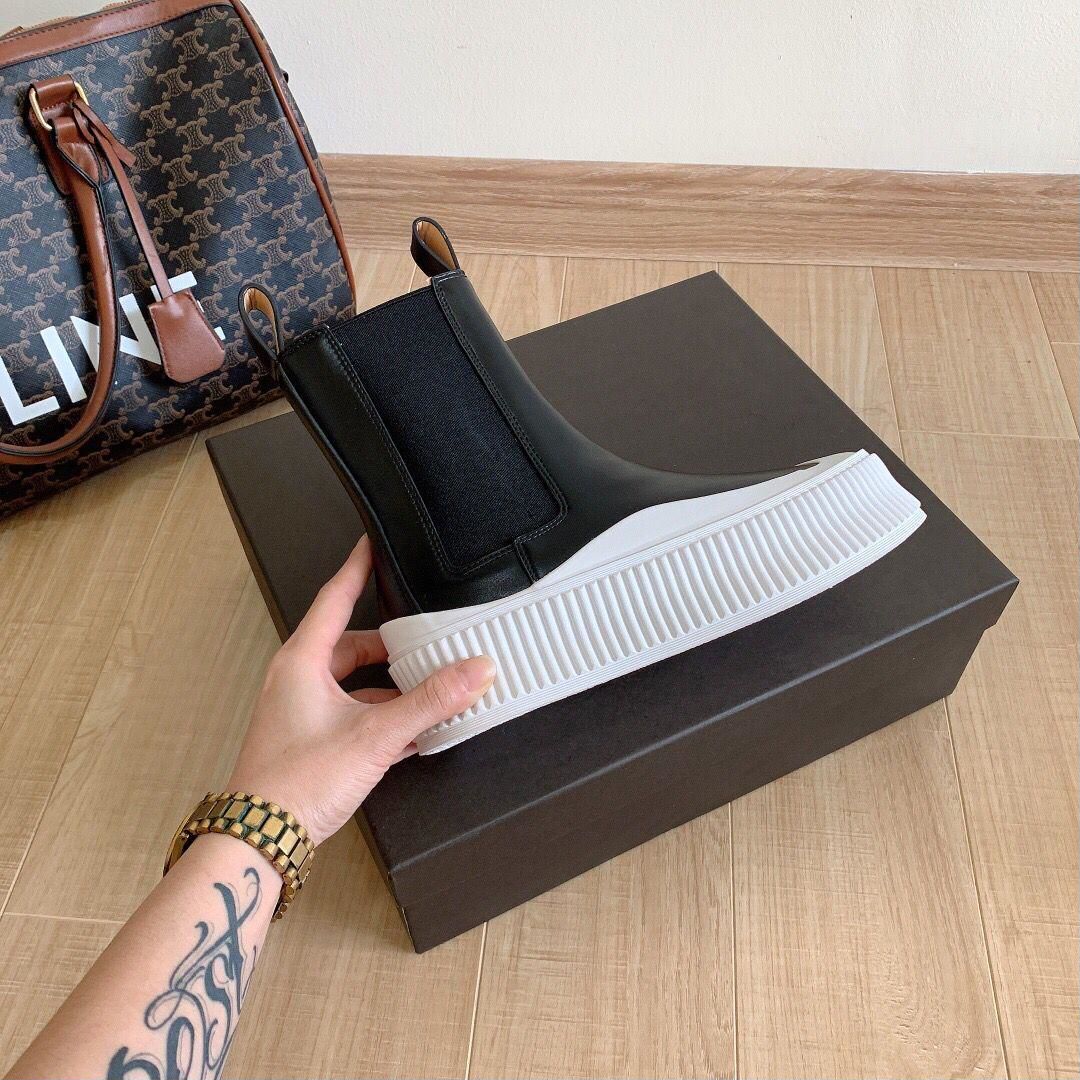

22s Ankle boot Women's black genuine leather dress Party Shoes,luxury design Style lady's outdoor platform slip on boot EU35-40