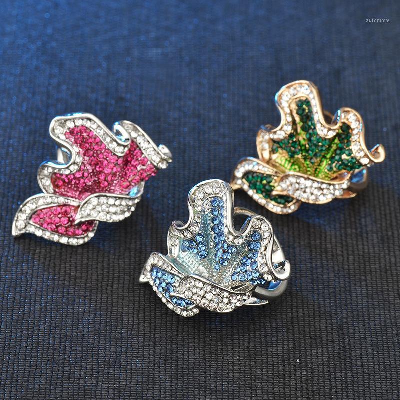 

European and American Style New Creative Ladies Studded Zirconia Leaf Ring Fashion 925sterling Silver Ring Girls Wedding Jewelry1
