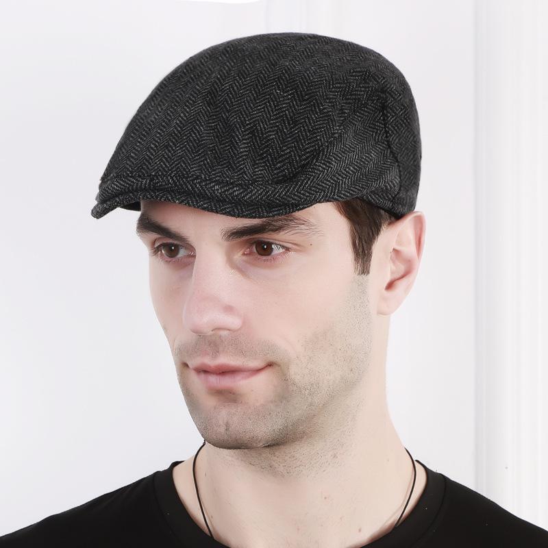 

New classic spring autumn male cotton simple stripe casual painter visor cap youth street trend snapback all purpose beret cap, Black