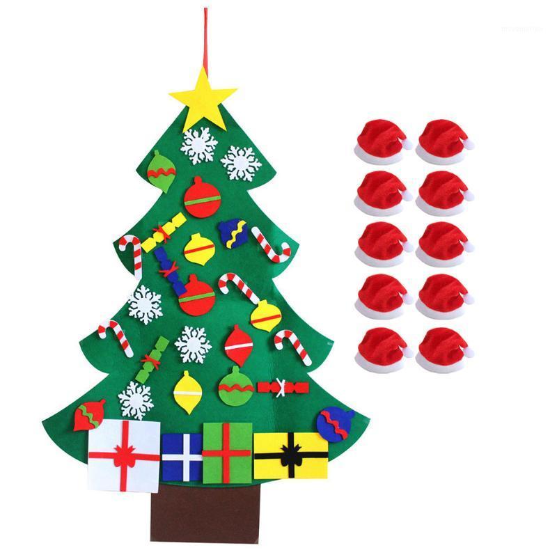 

Christmas Decorations For Home DIY Felt Christmas Tree Set With Ornaments For Kids Xmas Gifts Door Wall Hanging hat1