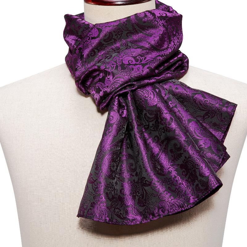 

New Fashion Men Scarf Purple Jacquard Paisley 100% Silk Scarf Autumn Winter Casual Business Suit Shirt 160*50cm