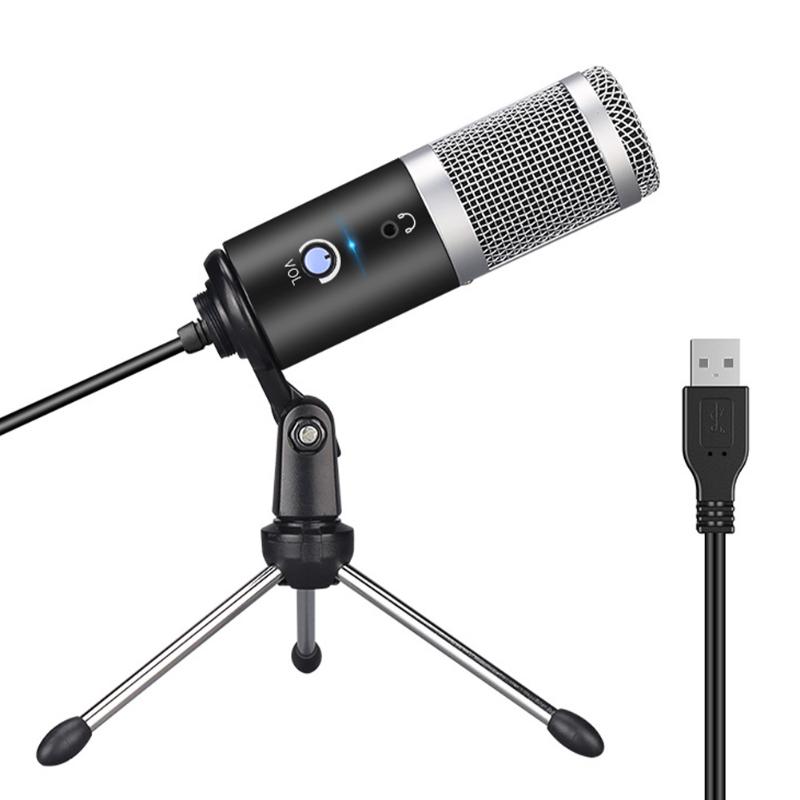 

Accessories Metal Studio Vocals With Tripod Stand Cardioid Condenser Plug And Play USB Microphone Recording Desktop For Computer