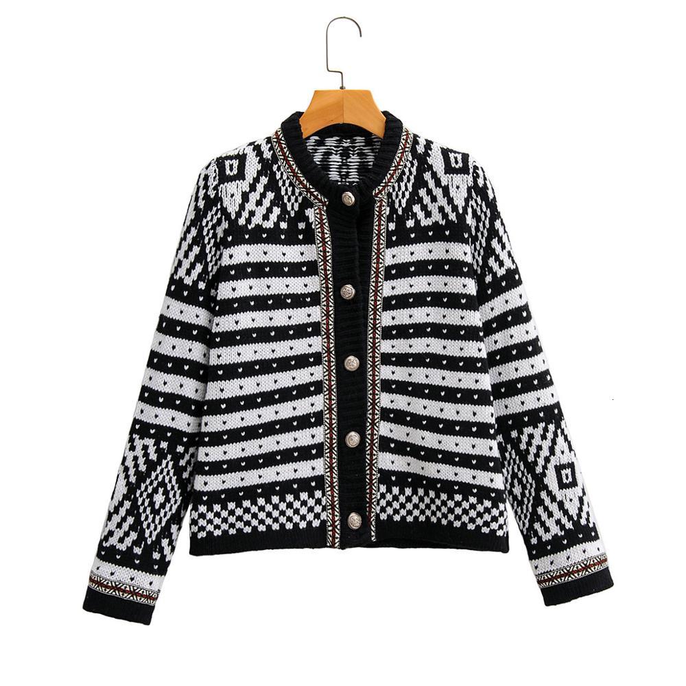 

2021 New Autumn new streetwear sweater around neck cardigan knitted or crocheted female jacket, Black.