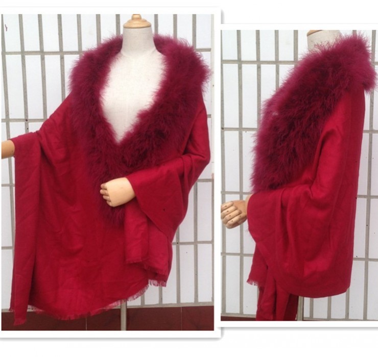 

Arrival 2020 New Ostrich Female String Autumn and Winter Thickening Cashmere Project Long Cover Double Scarf Fur Collar Wyhv